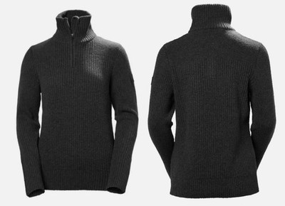 Helly Hansen Authentic Marka Wool Sweater Women W 51832-980 Ebony ½ Zip Size S