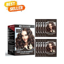 Revolutionary 3-In-1 Dark Brown Hair Dye Shampoo 30ml x 10Pcs Quick Safe
