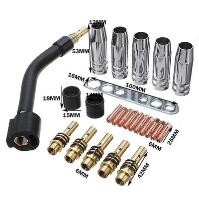 0,8 mm Schweißbrenner-Set 24-teilig / Set Kontaktflasche Gasdüsenhalter