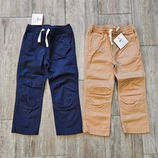 Hanna Andersson Boys Pants Lot of 2 Navy Tan Jogger Drawstring Size 4 NEW