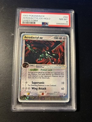 Pokemon Aerodactyl EX Sandsturm PSA 8 Holo Rare Karte 94/100 Near Mint