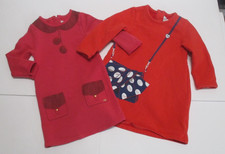 2 INFANT GIRLS LITTLE MARC JACOB PINK & RED A-LINE DRESSES DRESS SIZE 9 MONTHS