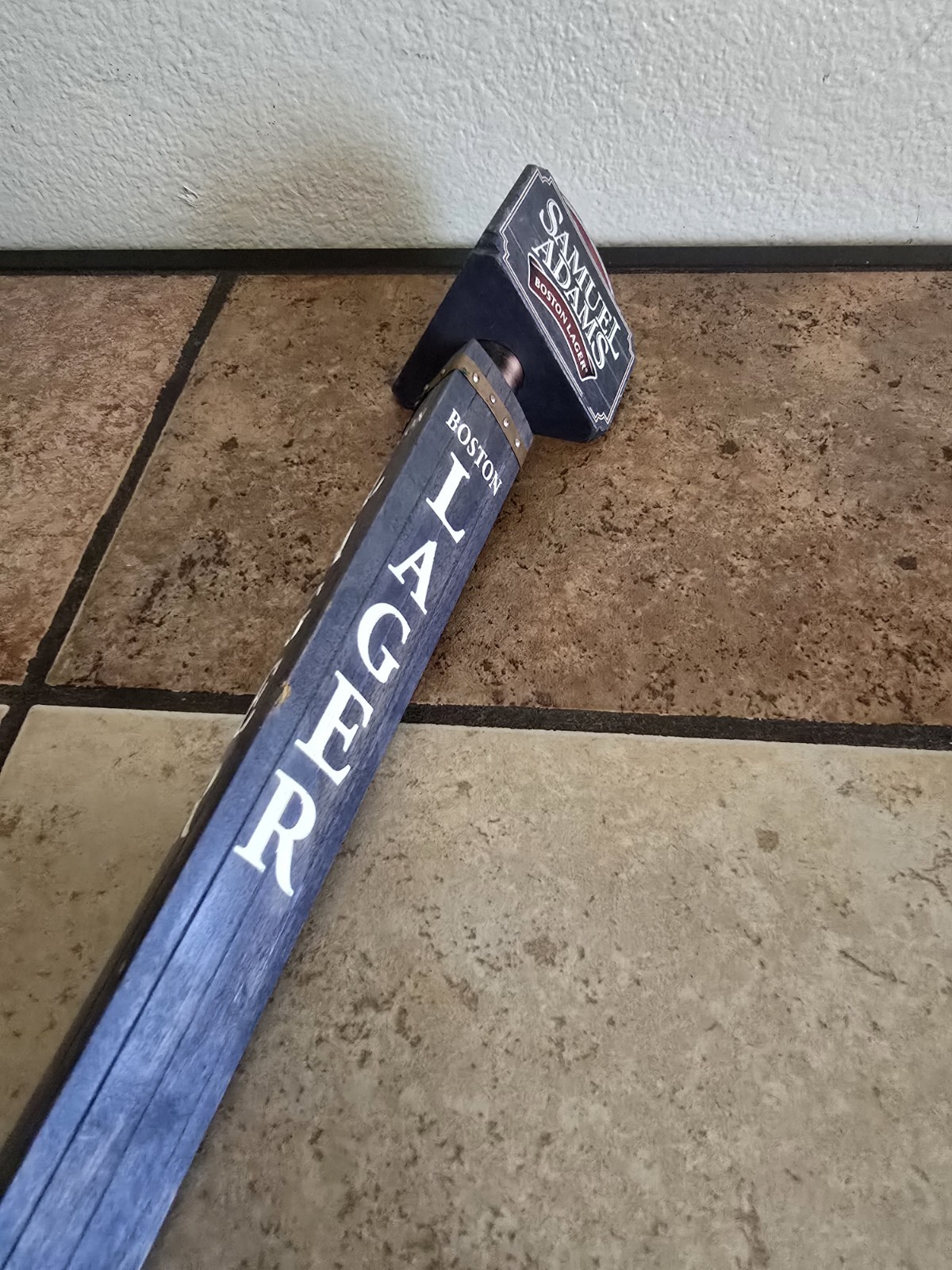 Wow Samual Sam Adams Boston Lager Beer Tap Pull Handle 3 Sided 13.5” Navy Blue