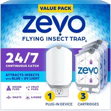 Zevo Flying Insect Indoor Light Fly Trap Starter Kit, Catches House Flies