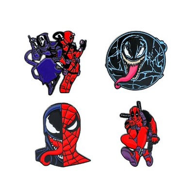 Spider Deadpool Cartoon Emaille Brosche Anstecknadel Legierung Abzeichen Modeschmuck 4 Stck.