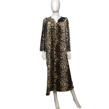 Leopard Print Nightgown Robe Housecoat Womens Large Reto Loungewear