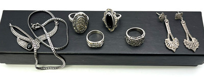 FLAWED Marcasite STERLING SILVER Rings WEAR IT no scrap RESELLER Lot DAMAGED 44g