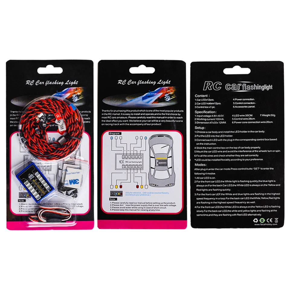 RC Car 12 LED Flashing Lights for 1/10 1/8 HSP CC01 4WD Axial SCX10 HYA - Image 3 of 4