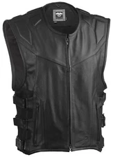 HIGHWAY 21 BLOCKADE MENS LEATHER MOTORCYCLE VEST CONCEALED CARRY POCKET W/ ARMOR