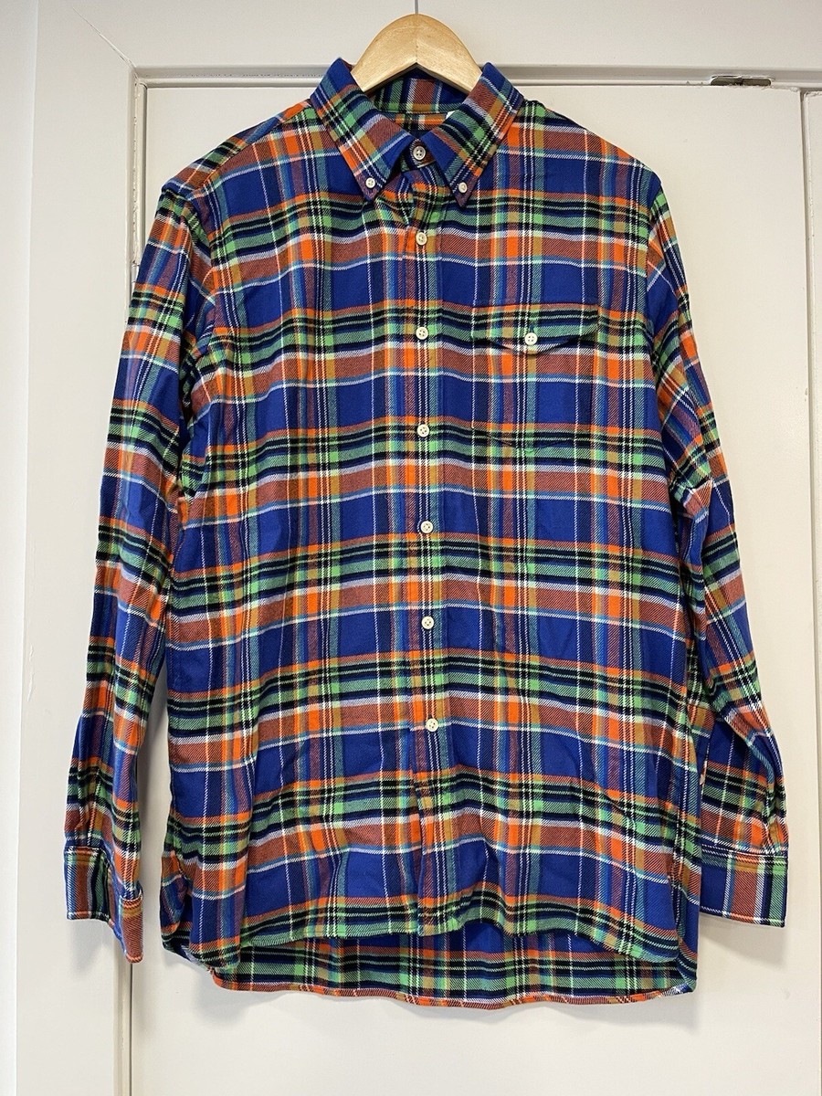 Polo Ralph Lauren Flannel Shirt Mens Green Blue Plaid Long Sleeve Sz M  Medium