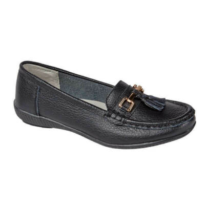 Mädchen Schwarz Schulschuhe Kinder Quaste Fransen Leder Mokassins Deck Bootsschuhe