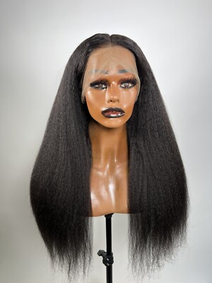 26 In Kinky Straight Full Lace Wig 200% Density Brazilian Remy Human hair