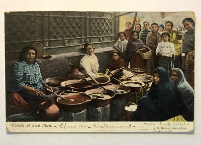 Postcard - Mexico, Fonda al aire libre, Cooking Kettles, Market, Street Food