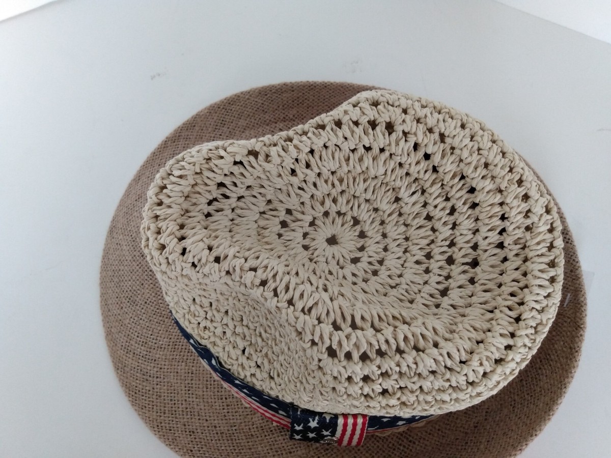 Steve Madden Straw Fedora Straw Hat Brown Braided Band 