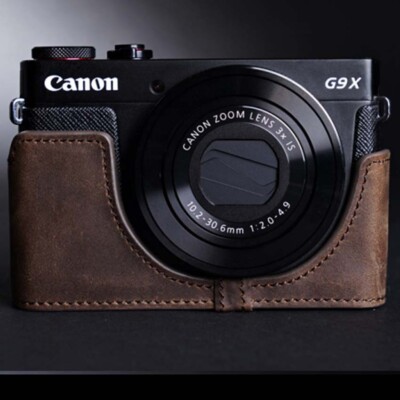 Handmade Genuine Leather Camera Half Cover Case Bag For Canon G9X mark ii