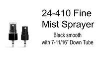 Fine Mist Sprayer, 24-410 neck size with 7-11/16" DT, 48 per package, Black, New