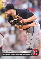 2022 TOPPS NOW CARD CLEVELAND GUARDIANS BRYAN SHAW #598 1st START AL/NL RECORD