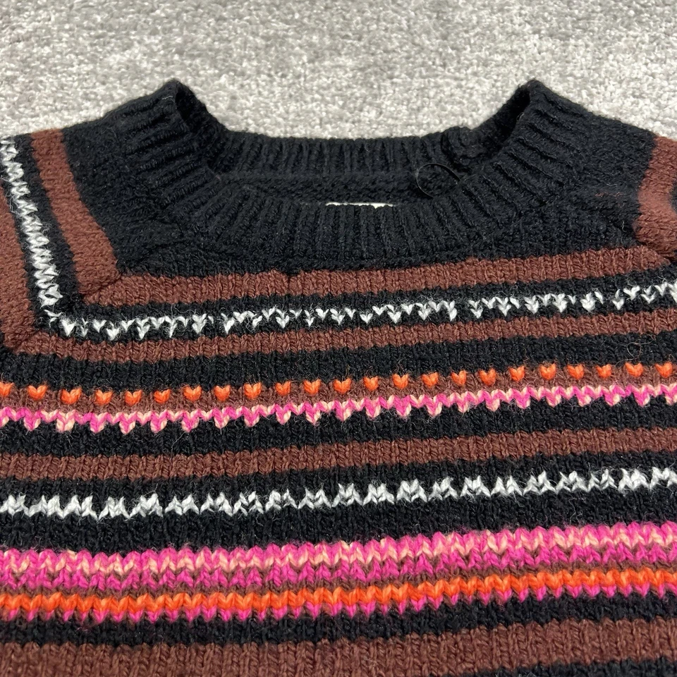 Lucky Brand Sweater Womens Medium Black Pink Striped Pullover Spacedye Boho - Image 3 of 4