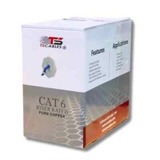 TSCables Cat6 RISER 100 SOLID BARE COPPER CMR CABLE 1000FT 550Mhz in 3 colors