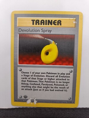 Devolution Spray 72/102 1. Edition Base Set Wotc Pokémon Karte *Heavy Played*