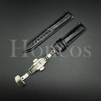 18 20 22MM Black Leather Lizard Watch Band Strap Quick Release Clasp Fits Movado