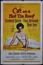 Cat On A Hot Tin Roof 1958 ORIGINAL 27X41 LINENBACKED MOVIE POSTER PAUL NEWMAN