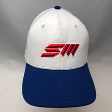 Unknown Logo " SM " Letters Hat Cap Adjustable Snapback OSFM Mesh Blue White 