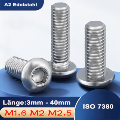 Linsenschrauben ISO 7380-2 Edelstahl VA ISK Flansch Flanschschrauben 304ciL2 E - Foto 3