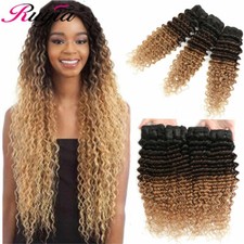 Deep Wave Ombre Color Brazilian Virgin Human Hair Weaving Weft 3Bundles