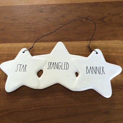 Rae Dunn - Artisan STAR SPANGLED BANNER - White Ceramic America Wall Hanger