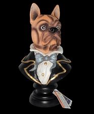 Moonlight Manor Bulldog Pedestal Bust Figurine LED Light Up Eyes Halloween 14”