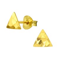1 Paar Ohrringe 925 Sterling Silber Ohrstecker Vergoldet Mit GehäMmerten Dreieck
