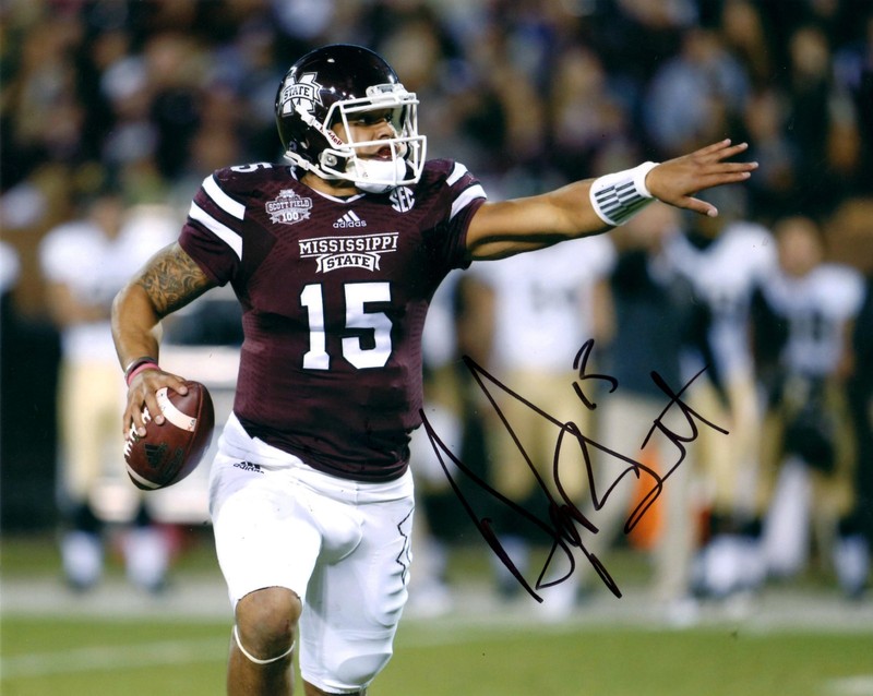 Dak Prescott reprinted auto signed football photo Dallas Cowboys Mississippi St!