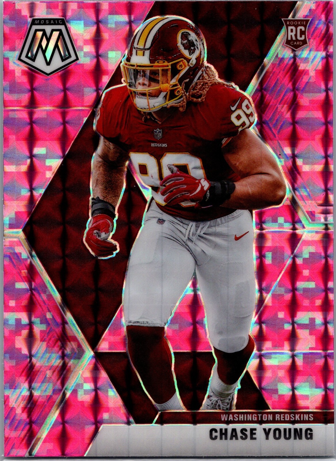 2020 Panini Mosaic - Rookies Chase Young #202 Mosaic Camo Pink Prizm (RC)