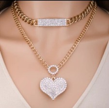 2 Set Of European- Style Love Necklaces Heart Charm Necklace For Women New