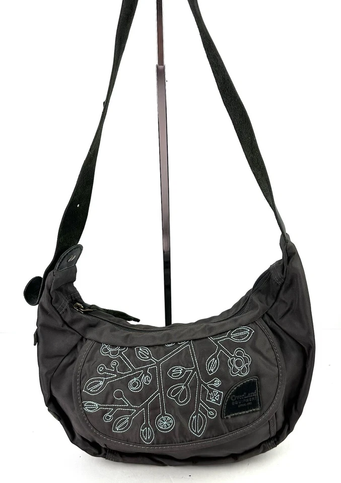 Overland Equipment Bolso de Mano Marrón Gris Bolso de Hombro Bordado Floral Cartera Foto 2 de 4