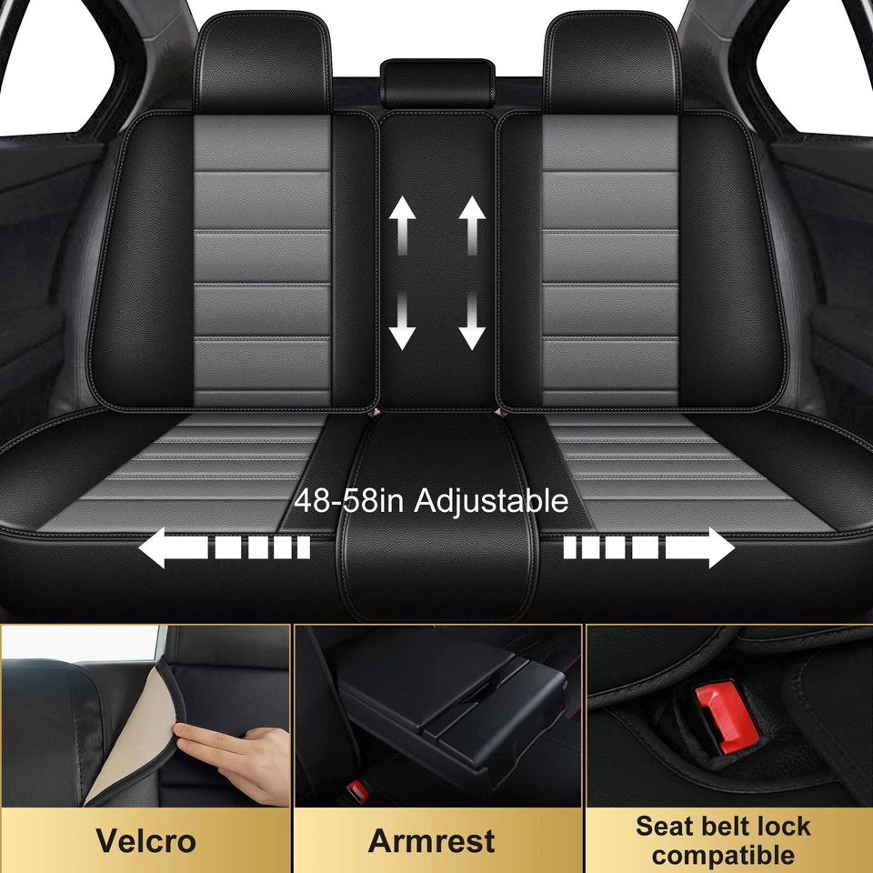 Front Rear Car Seat Covers Full Set PU Leather For Chevrolet Malibu 2014-2020 Foto 3 de 4
