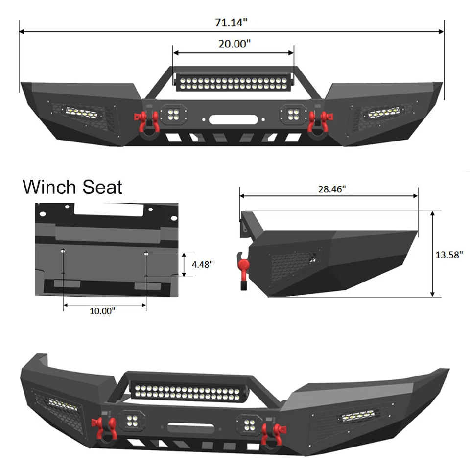 VIJAY For 1999-2004 Jeep Grand Cherokee WJ Front Bumper with Winch Seat & Lights Foto 4 de 4