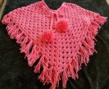 Handmade Crocheted Child's Poncho Peachy Pink NEW