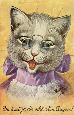 Katzen von Arthur Thiele, ''Du hast die schönsten Augen'' verschickt 1912
