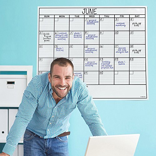 Jumbo Dry Erase Laminated Wall Calendar, Huge 36 Inch by 48 Inch Size