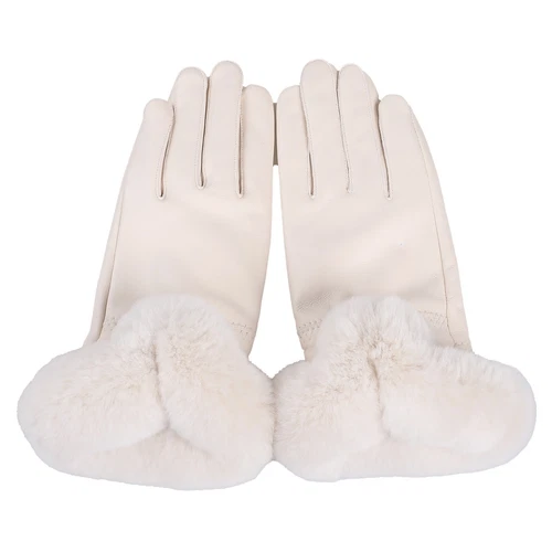 Women's Winter Genuine Leather Gloves Rex Rabbit Fur Warm Trim Cuff Velvet Lined - Picture 9 of 88