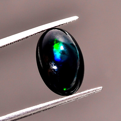 Natural Black Ethiopian Opal Oval Shape Cabochon Loose Gemstone 3.5 Ct 13X9X5 mm