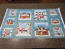 Just Chillin' Panel 23x42 Emma Leach Quilting Treasures Snowmen Penguins Santa