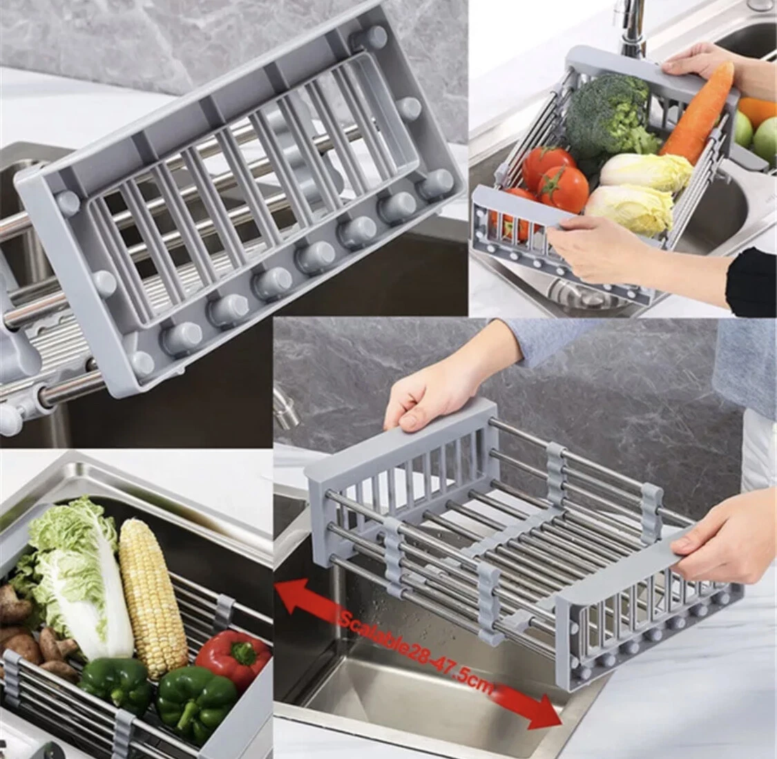 Stainless Steel Tableware Rack Storage Adjustable Dish Drainer