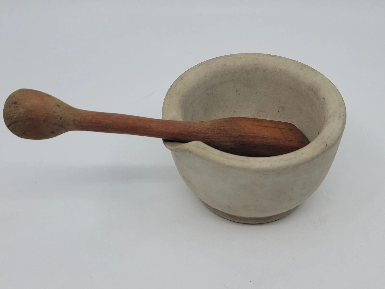 Vintage Pharmacy Ceramic Mortar & Pestle Antique Signed Pharmaceutical Estate