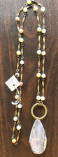 Long Necklace with Teardrop Pendant & Beads Fashion Jewelry $32 Retail