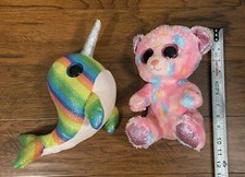10” Ty Beanie Boos NORI NARWHAL and FRANKY BEAR Plush Stuffed Animal Figures