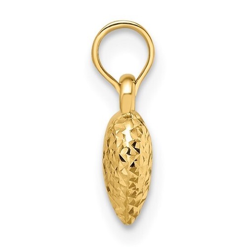 Echt 14K Gelbgold 11mm x 8mm Diamantschliff kleines gepufftes Herz Anhänger-YC1505 - Bild 6 von 9