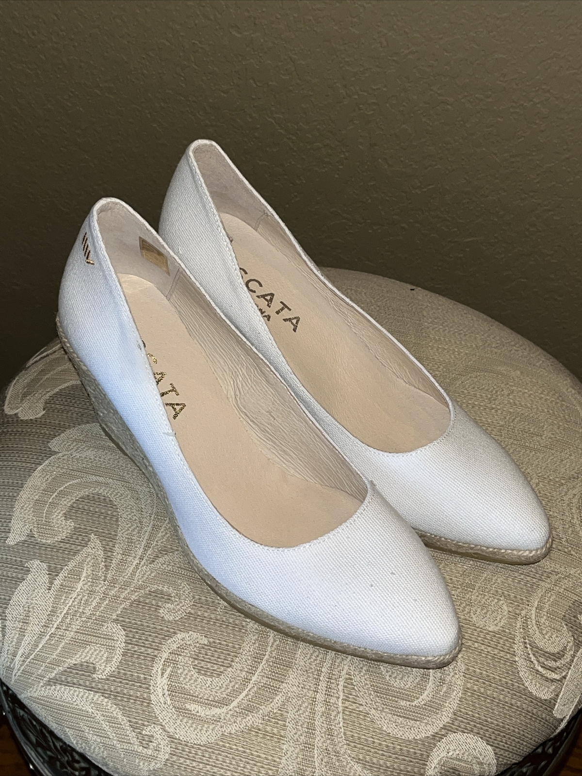 Viscata Roses Canvas U Cut Espadrille Wedges Beige Sz 39 US 8.5 | eBay